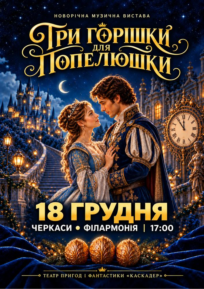 Придбати квиток на Новорічна музична вистава «Три горішки для Попелюшки»: Новорічна музична вистава «Три горішки для Попелюшки» Черкаси в Черкаська обласна філармонія 