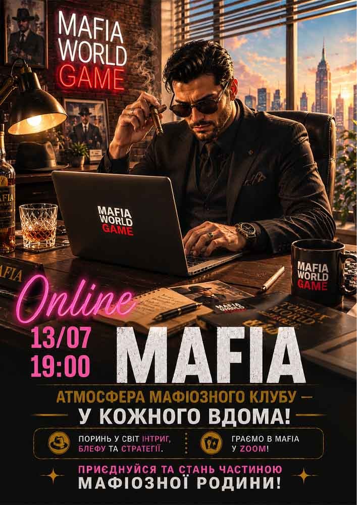 Придбати квиток на Mafia online. Граємо у Zoom в Online 